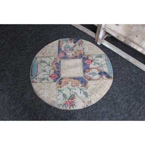 พรมวินเทจตุรกี ขนาด 3.2x3.2 ฟุต (98x98 ซม.) ลายปะติดสีเบจ - Product Image 2