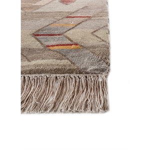 Freedom Manchaha Beige & <b>Brown</b> Hand Knotted <b>Wool</b> & Bamboo Silk Rug 10mm Thick Geometric Pattern for Home or Hallway-Les-8284 - Product Image 4