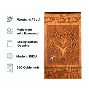 Urna de cremación de palisandro hecha a mano, diseño de árbol de la vida, recuerdo conmemorativo, urna de cremación decorativa para cenizas - Product Image 6