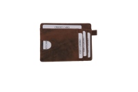 Dompet tempat kartu ramping kulit asli tahan lama, dompet saku depan dengan Tab tarik cepat akses jendela ID banyak slot kartu