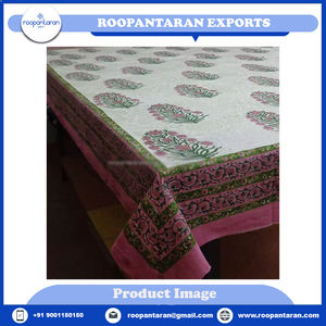 Nuevo mantel de comedor de algodón hecho a mano del fabricante indio Bloque de Cachemira azul impreso a precio mayorista - Product Image 4