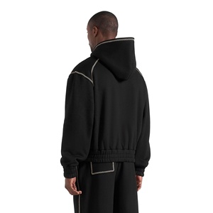 Ensemble de survêtement molletonné deux pièces pour homme, personnalisé OEM, style streetwear hiver, en coton épais 100% écologique, couleur unie (pantalon de survêtement et sweat à capuche) - Product Image 3