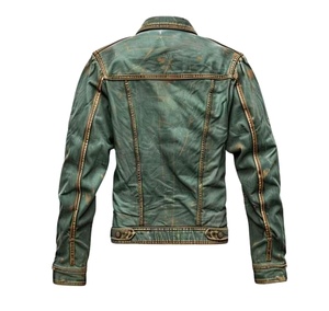 Chaquetas Vaqueras de Cuero Verde Desgastado para Hombre, Fabricación Profesional, Chaquetas de Cuero de la Mejor Calidad por HI 2026 - Product Image 4