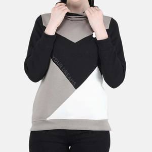 Sudadera con capucha de bloque de algodón 100% extragrande con logotipo personalizado para mujer, forro polar pesado de invierno con bordado de diamantes de imitación, diseño impreso con logotipo - Product Image 1