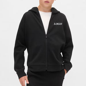Haut à capuche pour garçons, style uni, avec logo personnalisable, pour un look tendance et élégant, manches longues et fermeture éclair - Product Image 1