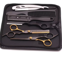 Ciseaux à cheveux 6 "en acier inoxydable pliable rasoir et peigne salon de coiffure ciseaux de coupe de cheveux amincissement cisailles ensemble de coupe de cheveux