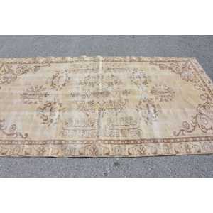 Turkish Rug, 4.9x9.4 ft Vintage Rug, <b>Brown</b> White Camouflage <b>Wool</b> Rug - Product Image 4