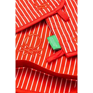Be-28454-Rd Ensemble de cuisine 100% coton rayé rouge 17*30 cm-20*20 cm (gants et protège-plat) - ROUGE - Product Image 3