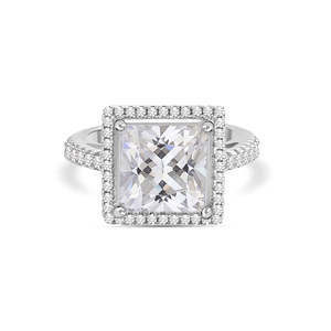 3.5 Carat Diamant Américain Princesse Cut Bague Rhodium Rhodium Plaqué Style Vintage Motif Géométrique Platine Fine Jewelry IGI - Product Image 4