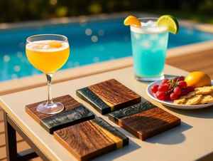 Artistic Resin Wooden Coaster Featuring Acacia Wood And Mango Wood Construction With <b>Eye</b> Catching Resin Patterns - Product Image 3