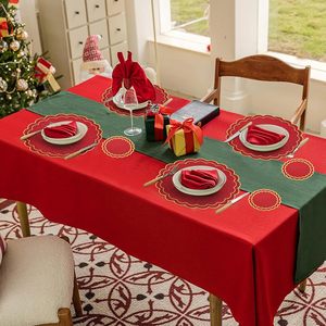 Ensemble de sets de <span class=keywords><strong>table</strong></span> en polyester/coton <span class=keywords><strong>lin</strong></span> double couche, résistant à la chaleur, écologique, lavable en machine, avec bord festonné brodé - Product Image 6