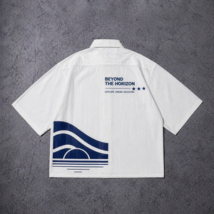<span class=keywords><strong>T</strong></span>-<span class=keywords><strong>shirt</strong></span> Polo <span class=keywords><strong>Blanc</strong></span> pour Hommes, Impression en Gros, Design Graphique Simple, Coton 220-240 g/m², Coupe Oversize, Fabrication de Qualité - Product Image 2