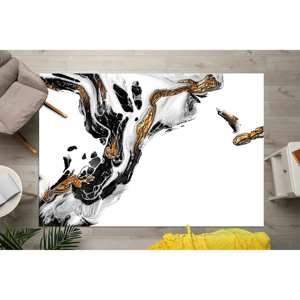 Black and <b>Gold</b> Marble Rug: Modern Living Room Decor,With Pile Soft Rug - Product Image 3