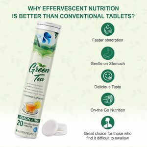 Lemon Lime Flavored Green Tea Effervescent <b>Tablets</b> 20 Count Immunity Booster Energy Metabolism Enhancer for Adults Teenagers - Product Image 2
