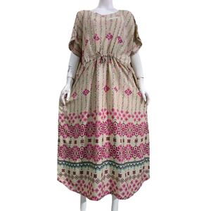 Women casual kaftan <b>dresses</b> <b>with</b> string in the middle full length and short sleeve by Chrysanta - Product Image 3