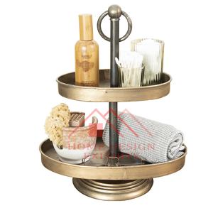 Plateau à 2 niveaux en métal antique en laiton de dernière conception pour les ustensiles de cuisine à la maison Plateau décoratif de fruits en fer de haute qualité pour la maison - Product Image 4