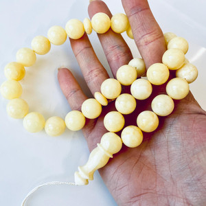 ลูกประคำอำพันขาวธรรมชาติ, ลูกประคำอำพันขาวสำหรับชาวมุสลิม, ขนาดเม็ด 14 มม. - Product Image 5