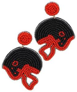 Olivia Mark Vibrant Crimson Glazed Rugby Boucles d'oreilles en forme de perles à la main Bijoux de corps Motif de balle pour les mariages Fêtes Cadeaux - Product Image 5