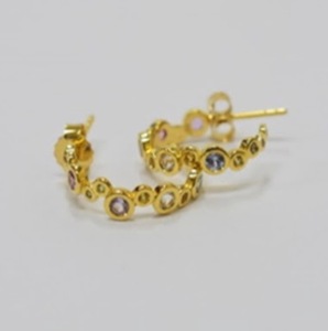 Boucles d'oreilles S925 plaquées or 14K, serties d'améthyste naturelle, citrine, saphir bleu, rose, orange, topaze bleu ciel, saphir jaune - Product Image 1