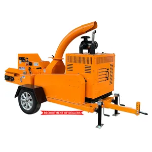 Máquina trituradora de residuos de rama de árbol de troncos forestales de alimentación hidráulica automática con motor diésel móvil