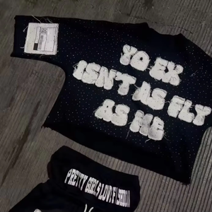 T-shirt pour homme 2026, 100% coton, T-shirt lourd, broderie usée, patch en strass, T-shirt court pour homme - Product Image 2