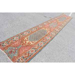 Alfombra Turca, Alfombra de Pasillo de 3.3x20 pies, Alfombra Vintage, Alfombra de Lana con Puntos Rojos y Azules - Product Image 1