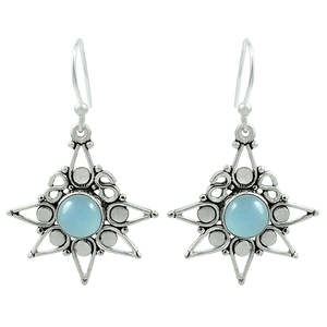 Pendientes de Plata de Ley 925 de diseño exclusivo con piedras preciosas de Calcedonia de corte redondo pendientes bohemios hechos a mano a precio mayorista - Product Image 1