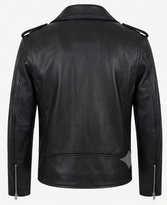 Men's Classic Real <b>Leather</b> <b>Biker</b> <b>Jacket</b> Genuine Cowhide Slim Fit Motorcycle Outerwear Asymmetric Zip Belted Coat Custom Color - Product Image 2