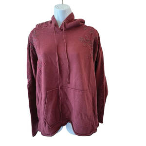 Sweat à capuche oversize pour femme, hiver, coupe décontractée, avec broderie florale écologique de qualité supérieure, poche kangourou et logo frontal - Product Image 1