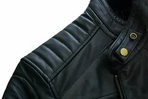 Chaqueta Cárdigan de Hombre de Alta Calidad, Cuero PU, Cuello Alto, Entallada, Talla Grande 5XL, Informal, de Invierno, con Cremallera, para Motocicleta - Product Image 2