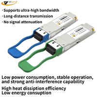 YTOPTO 100G QSFP28 BiDi SMF Modul Transceiver Serat Optik 10km LC Kompatibel Finisar FTL1154RDPL/MikroTik/Ubiquiti Data