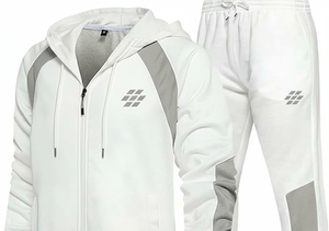 Survêtement d'hiver pour homme, coupe classique, à capuche, uni, longueur intégrale |   Tissu en molleton lourd 100% coton |   Anti-bactérien et respirant | - Product Image 3