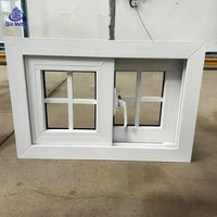 Ventana de Balcón para Casa Norteamericana, Ventanas Corredizas de PVC con Diseño de Rejilla Estilo Francés, Ventana de Doble Vidrio Aislante Acústico de UPVC