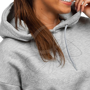 Sweat à capuche gris de couleur unie pour femmes personnalisé Peking Street Wear hiver saison col à capuche avec logo avant - Product Image 5