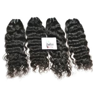 Extensions de cheveux humains indiens bruts, ondulés, vierges, prix de gros, double trame machine, sans traitement chimique, tissage lâche profond - Product Image 1