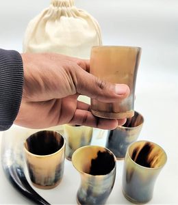 Gobelet en verre en corne de buffle naturelle artisanale vintage avec finition polie, collections de bar écologiques modernes, prix de gros - Product Image 1