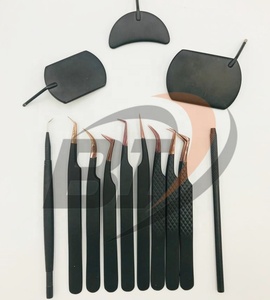 Pince à cils en acier durable noir pointu professionnel avec extensions de marque privée personnalisables en or rose - Product Image 6
