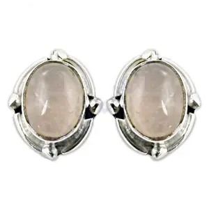 925 Silver <b>Stud</b> <b>Earrings</b> with Rose Quartz Trendy Pear Cut Diamond <b>Emerald</b> Pearl for Wedding Engagement or Party for Women - Product Image 2