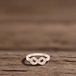 Infinity Shape 0,20 Quilates, juego de pavé de diamante redondo cultivado en laboratorio, anillo de compromiso de lujo, K 10, 14K, 18K, oro macizo, unisex, quilates - Product Image 4