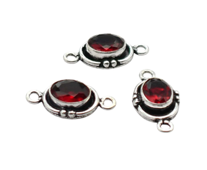 Antique Argent 18K Plaqué Or Grenat Rouge Gemme Double Boucle Connecteur 21X11mm NC76 Fabrication de Bijoux Charme Résultats Lot - Product Image 4