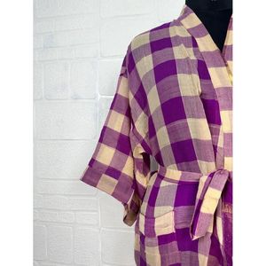 Vintage Boho Summer TieDye <b>Kimono</b> Open Vest Cover-up Robe in Pure Recycled Cotton Impression Style with Motif <b>Beach</b> House Dress - Product Image 3