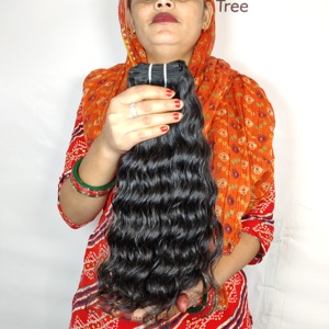 Raw Virgin Double Weft Indian Temple Hair Natural Straight and Deep Wave Remy Hair Bundles 8-32 Inches No <b>Tangle</b> No Shedding - Product Image 3