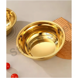 Ensemble de 3 bols en acier inoxydable doré avec martelage Ensemble de bols à mélanger en gros Ensemble de bols à salade Bol doré - Product Image 1