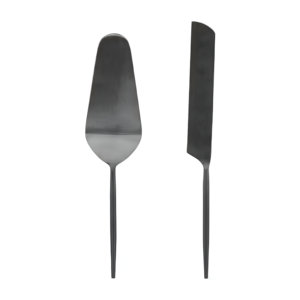 Elegante negro de acero inoxidable Pastel de Bodas cuchillo y servidor Set restaurante Hotel en precio asequible - Product Image 6