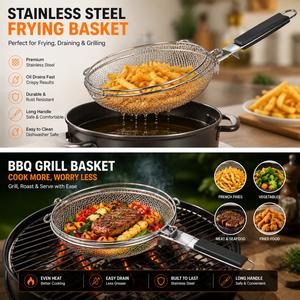 Stainless Steel BBQ Grill Basket Long Handle Mesh Design Vegetables Meat Seafood Outdoor Barbecue Home Cooking <b>Box</b> Durable - Product Image 2