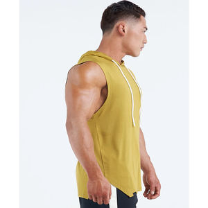 OEM <b>Men</b> <b>Sleeveless</b> Pullover <b>Hoodie</b> 65% Cotton 35% Polyester Custom Printed <b>Sleeveless</b> Tank Top <b>Hoodie</b> - Product Image 5