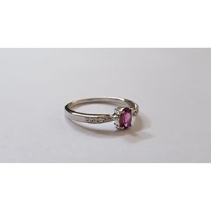 Shah Gems Women's Natural Rhodolite <b>Garnet</b> White Topaz <b>Ring</b> 925 Sterling <b>Silver</b> Oval Cut Engagement <b>Ring</b> Men's Jewelry Platinum - Product Image 2