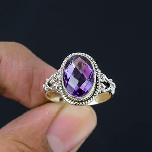 Anillo de piedras preciosas de amatista de Plata de Ley 925, joyería hecha a mano, anillo de estilo bohemio de plata, joyería para mujer, regalo de boda para esposa - Product Image 3