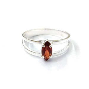2.3 Grams <b>Garnet</b> Statement <b>Ring</b> Yellow Gold & Platinum Rectangular & Marquise Cut Rhodium Plated for Everyday Wear - Product Image 1