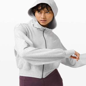 Nouveau style de veste de survêtement athlétique à coupe ajustée et à fermeture éclair pour femmes entraînement à capuche léger avec poches motif solide - Product Image 6